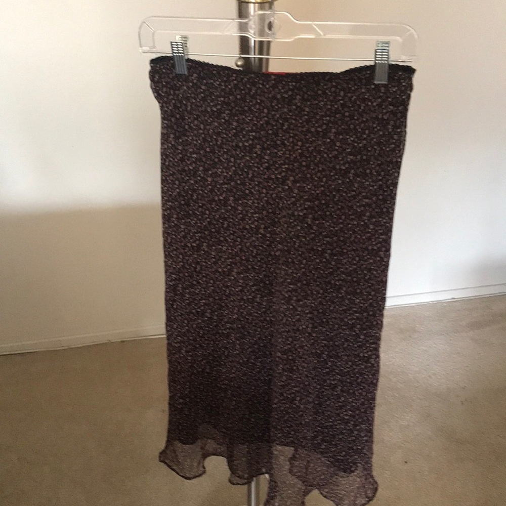 Black Flowered Midi Frilled Skirt